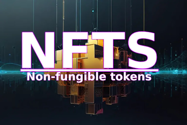 Digital artwork on blockchain representing Non-Fungible Tokens (NFTs)