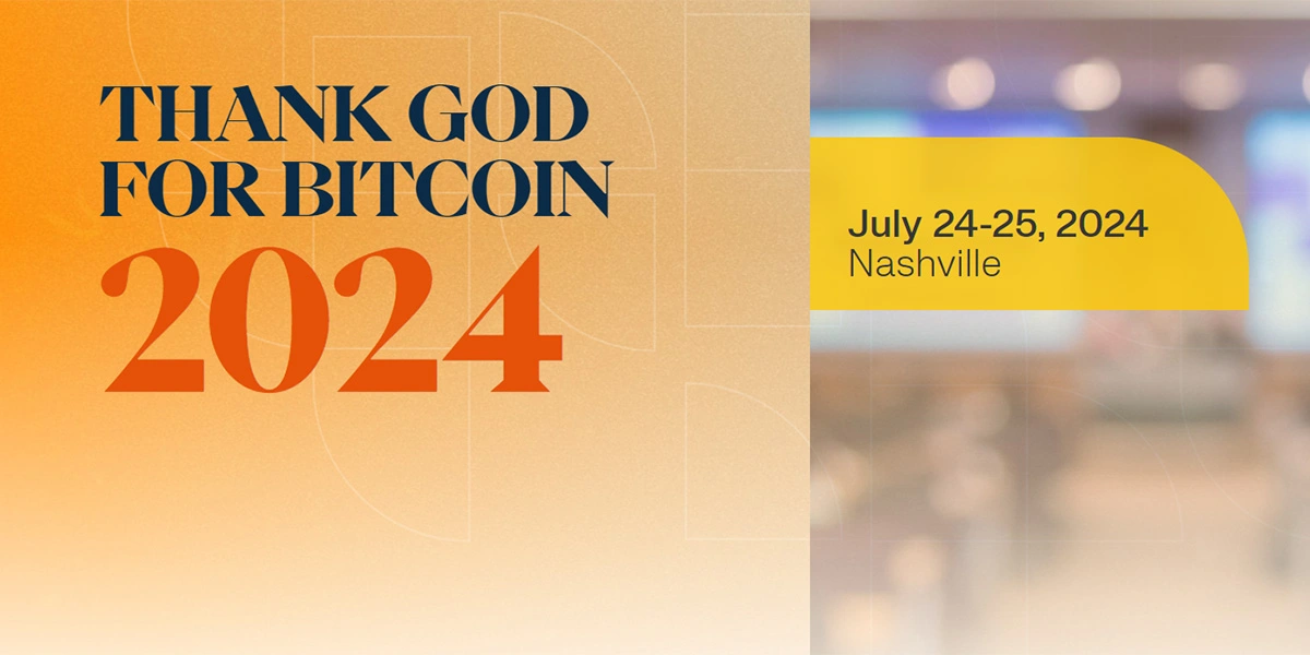 Illustration of diverse speakers at Thank God for Bitcoin Conference 2024