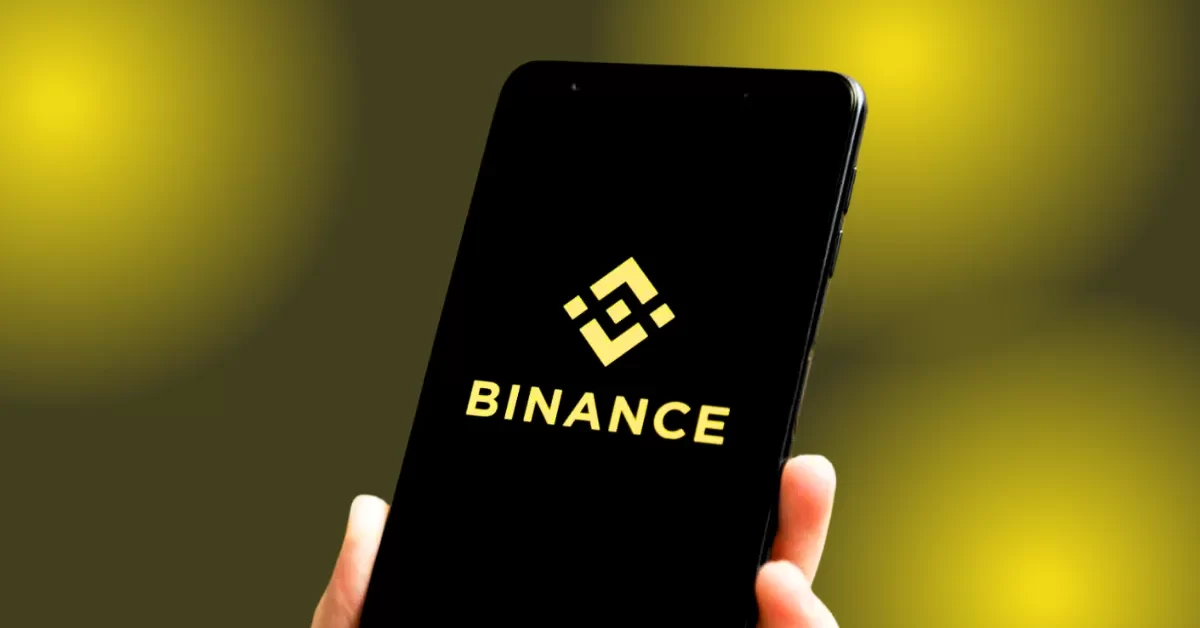 Binance logo with headlines about alleged seizure of Palestinian funds.