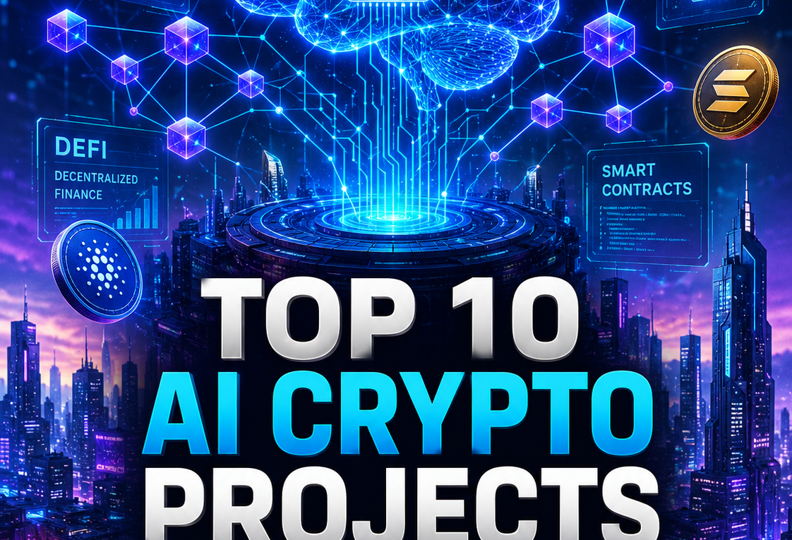 Top AI crypto projects in 2026 featuring artificial intelligence, blockchain technology, cryptocurrency